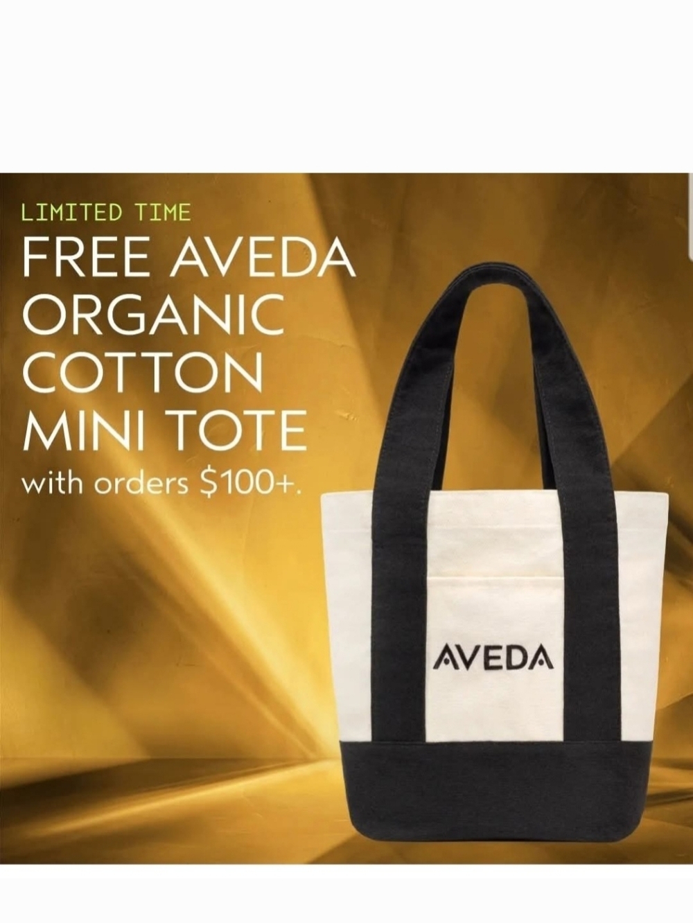 Aveda Mini Tote Limited Edition Organic Cotton Canvas Bag GWP - Picture 6 of 6